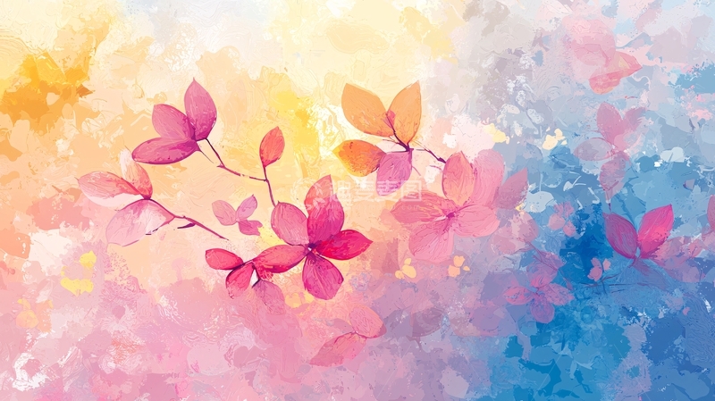 高清大图下载【趣麦麦图】梦幻油画枫叶背景