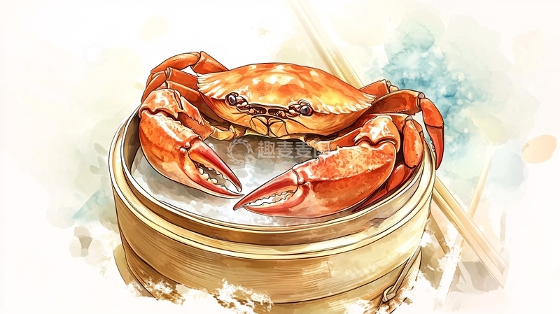 高清大图下载【趣麦麦图】河蟹插画
