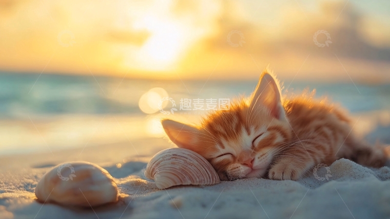 高清大图下载【趣麦麦图】阳光下睡觉的猫2