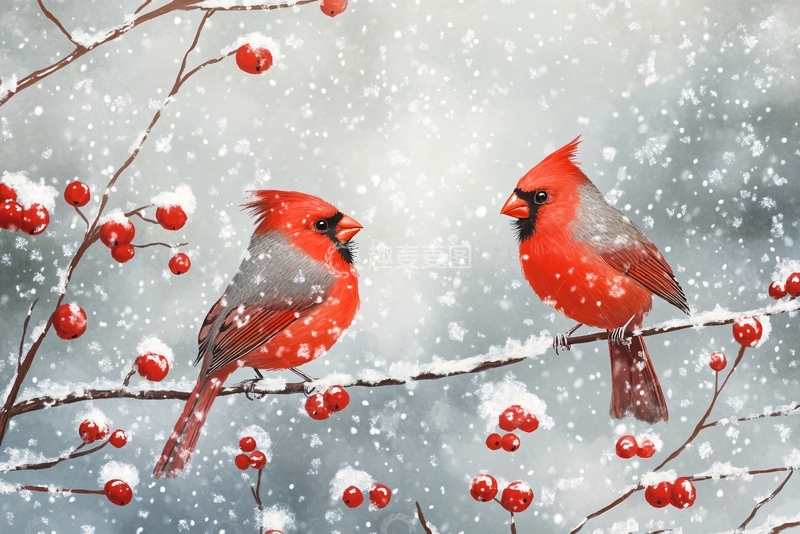 高清大图下载【趣麦麦图】壁纸红腹灰雀2