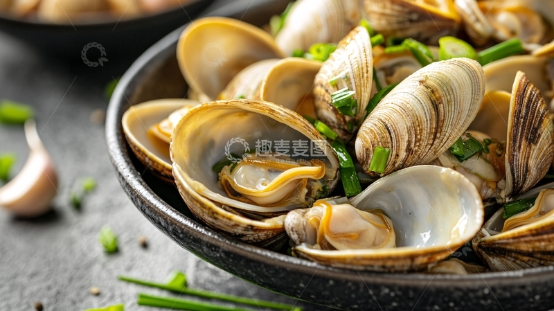 高清大图下载【趣麦麦图】-鲜蛤蜊葱