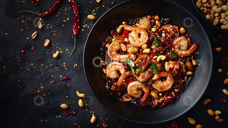 高清大图下载【趣麦麦图】麻辣虾仁