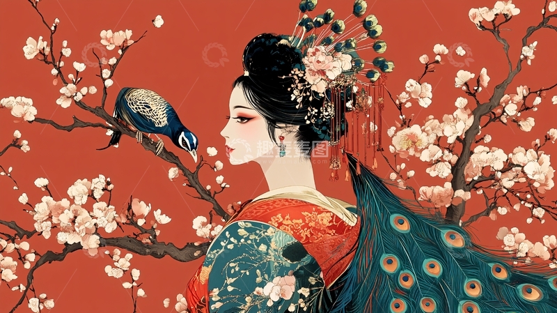 高清大图下载【趣麦麦图】贵妃插画