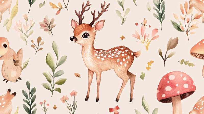 高清大图下载【趣麦麦图】鹿包装插画