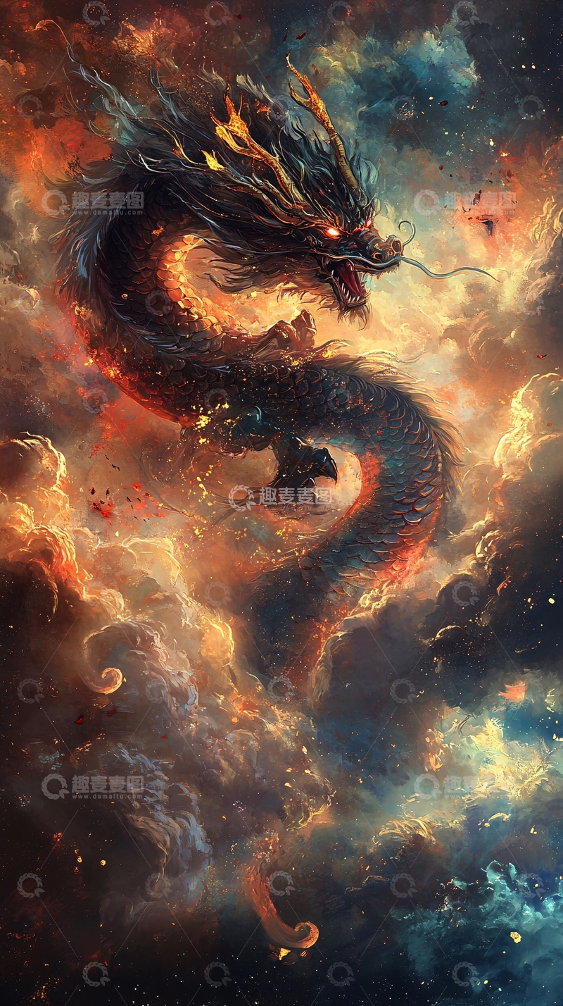 高清大图下载【趣麦麦图】古风龙插画2