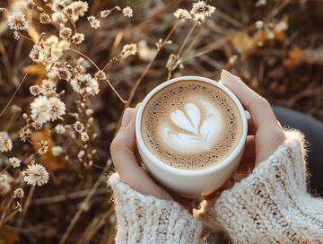 手里的一杯拿铁咖啡1