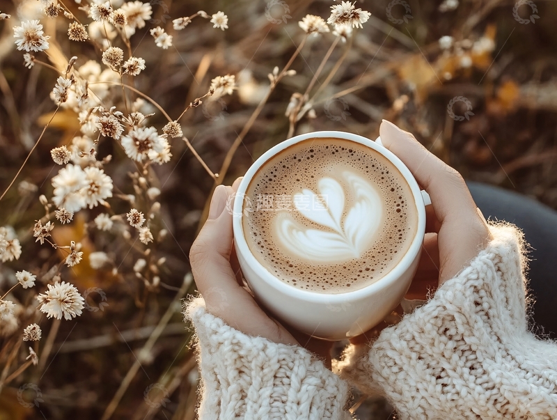 高清大图下载【趣麦麦图】手里的一杯拿铁咖啡1