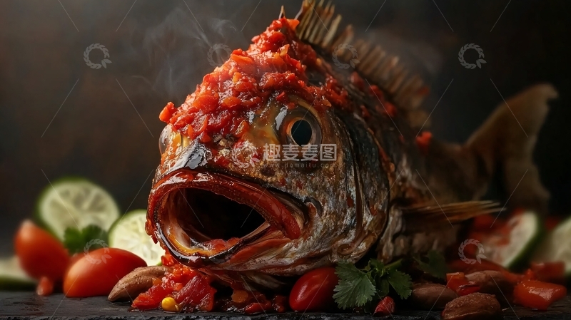高清大图下载【趣麦麦图】火焰海鲜鱼头