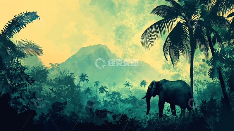 高清大图下载【趣麦麦图】唯美大象壁画1