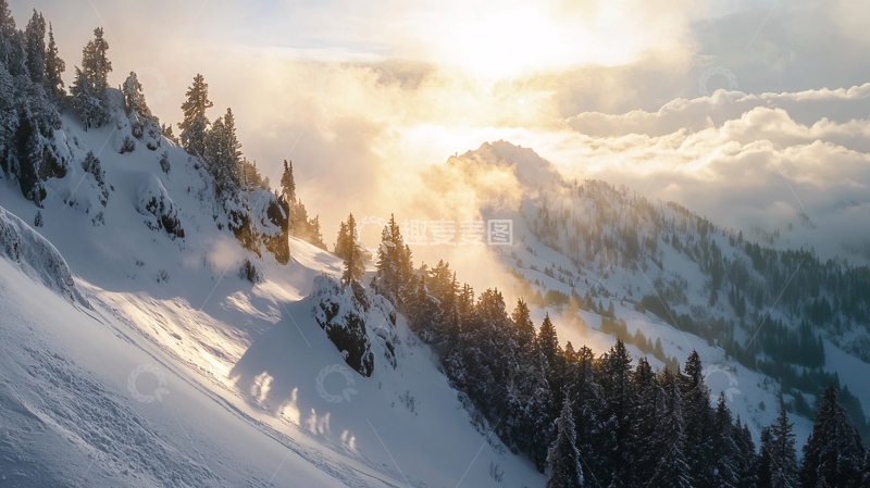 高清大图下载【趣麦麦图】雪景日出全景