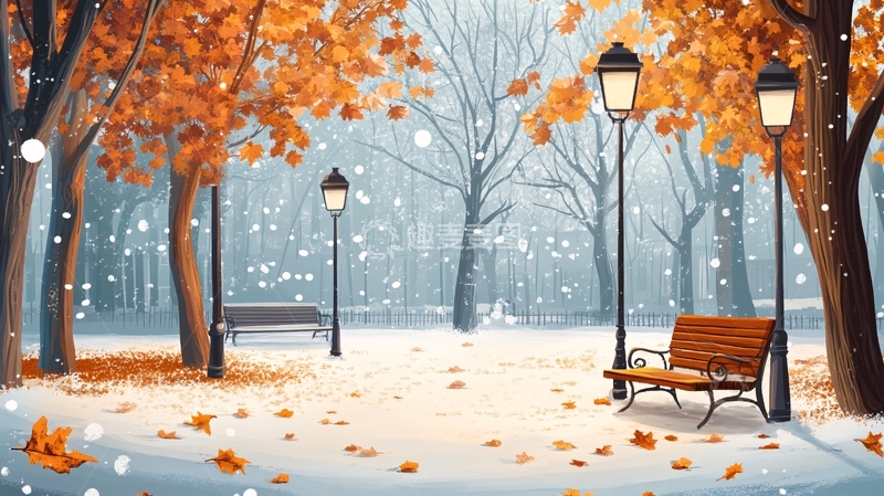 高清大图下载【趣麦麦图】深秋插画