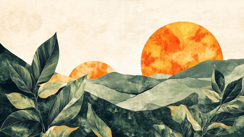 高清大图下载【趣麦麦图】插画红日4