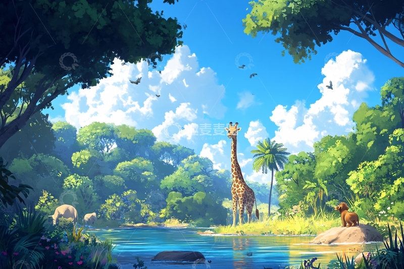 高清大图下载【趣麦麦图】长颈鹿壁纸1