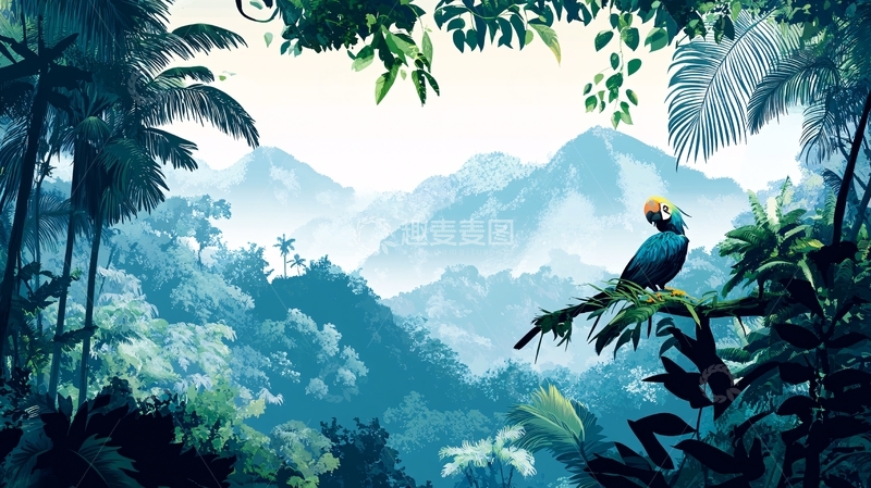 高清大图下载【趣麦麦图】热带雨林插画12