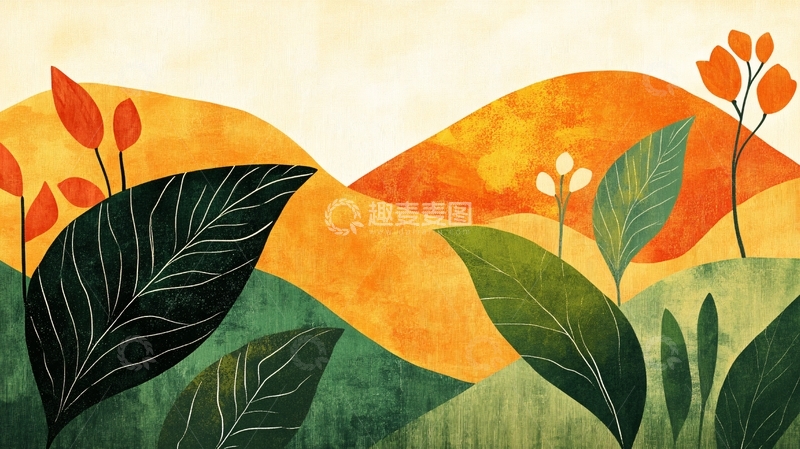 高清大图下载【趣麦麦图】大自然插画包装插画1