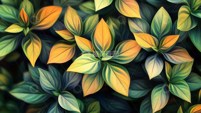 高清大图下载【趣麦麦图】五彩树叶背景实拍3