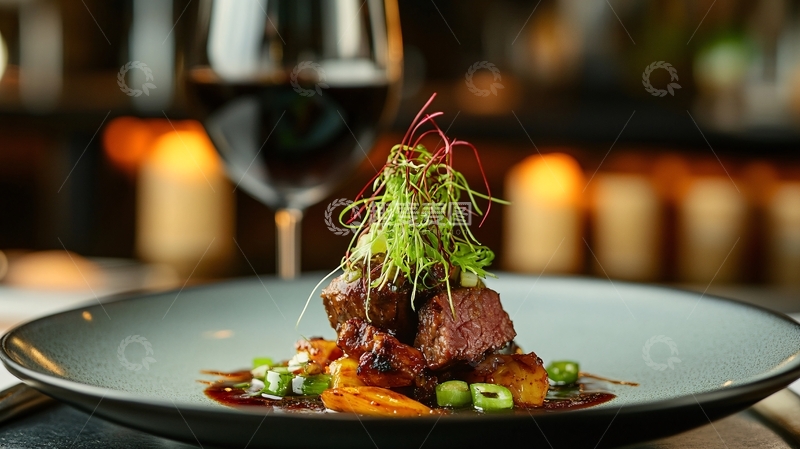 高清大图下载【趣麦麦图】鹅肝牛柳配黑菌汁