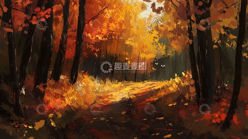 高清大图下载【趣麦麦图】秋天森林画秋天壁纸