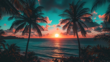 海边夕阳椰树