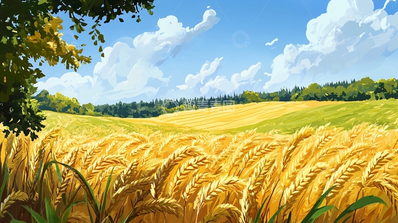 高清大图下载【趣麦麦图】小麦田插画2