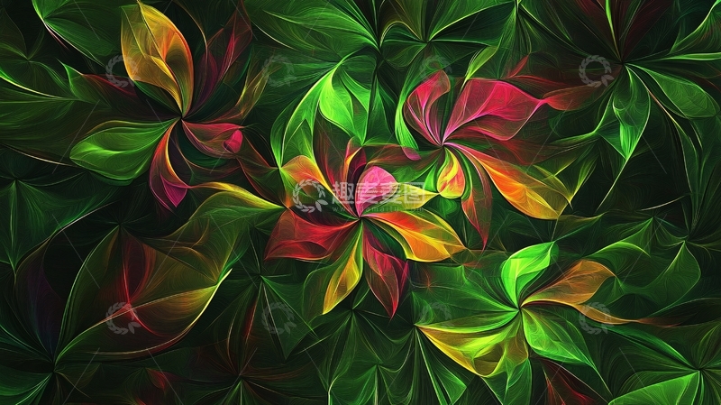 高清大图下载【趣麦麦图】抽象花朵绚丽炫彩背景