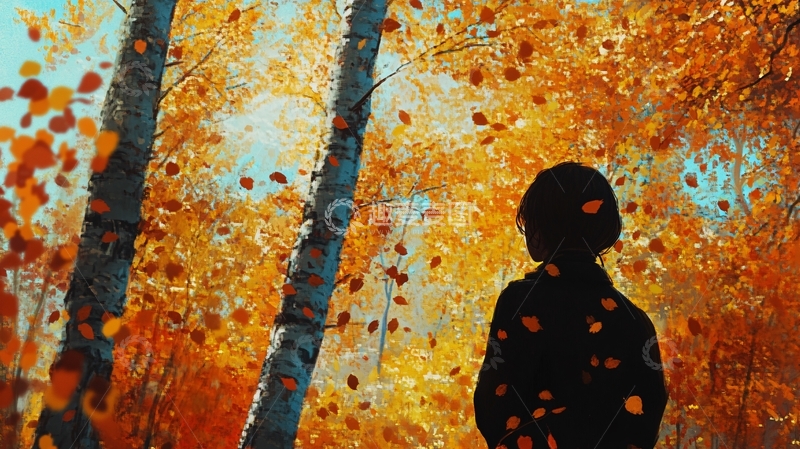 高清大图下载【趣麦麦图】秋天黄昏背影