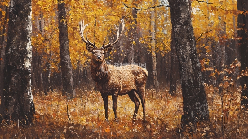 高清大图下载【趣麦麦图】林间小憩麋鹿