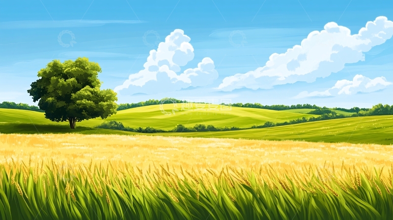 高清大图下载【趣麦麦图】小麦田插画3