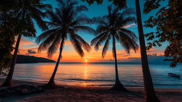 海边夕阳椰树1
