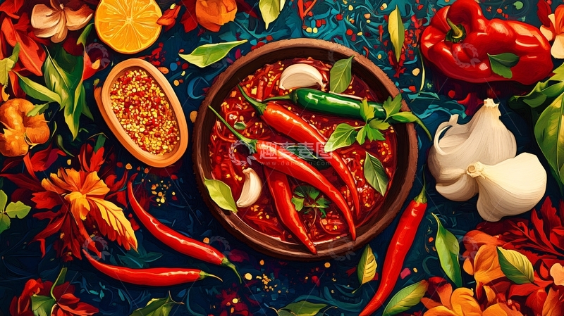 高清大图下载【趣麦麦图】辣椒插画场景图2