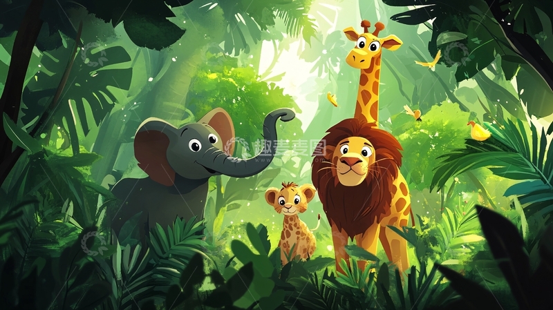 高清大图下载【趣麦麦图】动物世界丛林探险森林