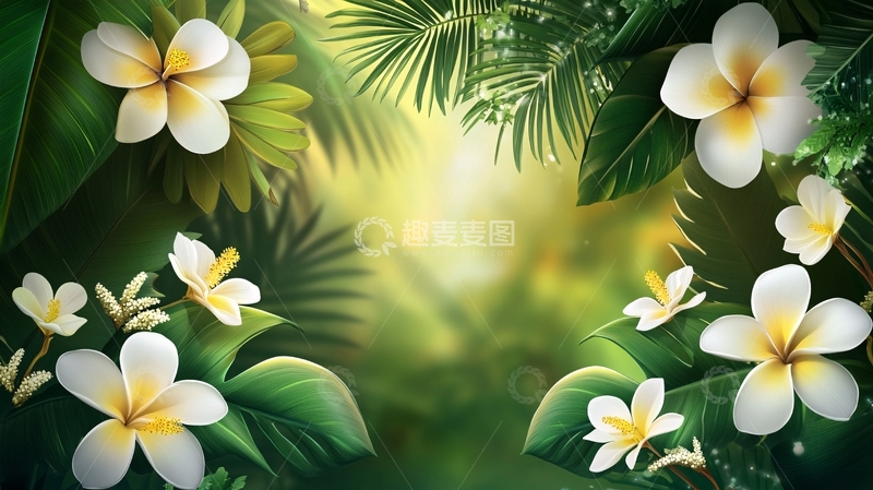 高清大图下载【趣麦麦图】热带雨林花草树木背景5