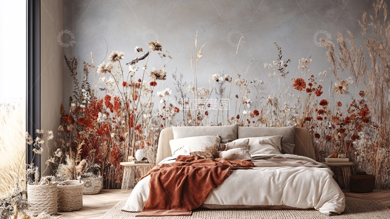 高清大图下载【趣麦麦图】火球花背景墙