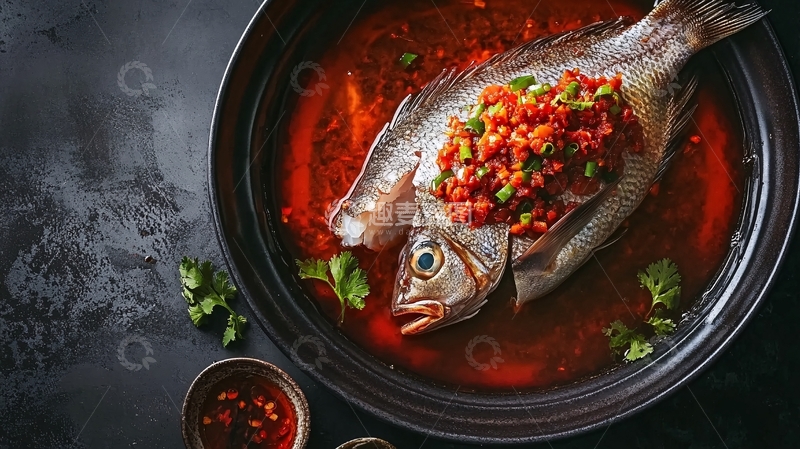 高清大图下载【趣麦麦图】红油鲈鱼