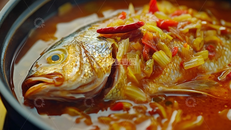 高清大图下载【趣麦麦图】黄焖雄鱼特写