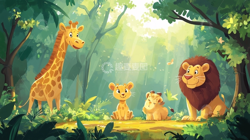 高清大图下载【趣麦麦图】森林之王插画