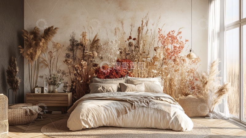 高清大图下载【趣麦麦图】卧室干花