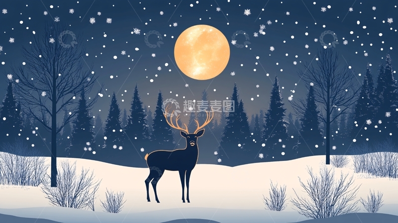 高清大图下载【趣麦麦图】冬季夜晚夜景