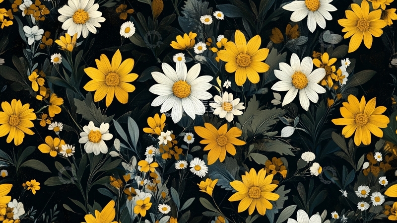 高清大图下载【趣麦麦图】黄蓝色手绘花艺