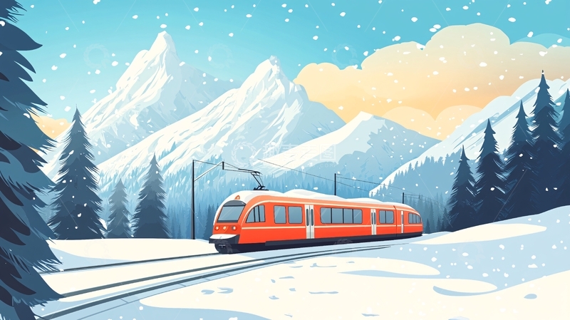 高清大图下载【趣麦麦图】雪景列车