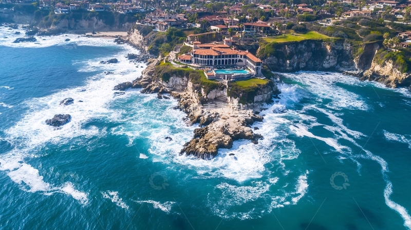 高清大图下载【趣麦麦图】海湾鸟瞰海边别墅