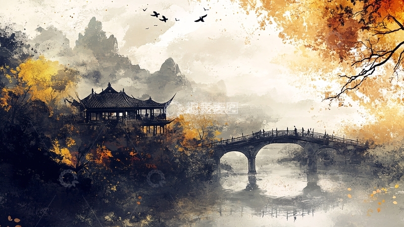 高清大图下载【趣麦麦图】奈何桥插画1