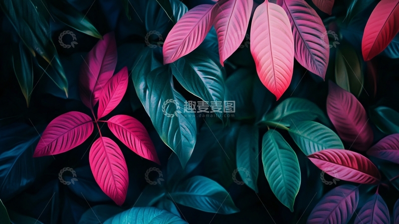 高清大图下载【趣麦麦图】五彩树叶背景实拍4