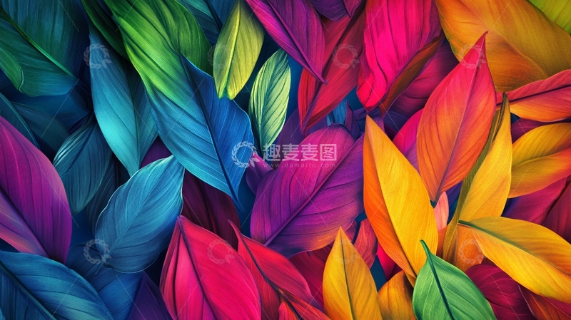 高清大图下载【趣麦麦图】五彩树叶背景实拍5