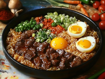 窝蛋牛肉饭