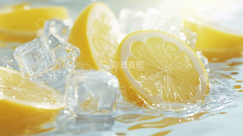 高清大图下载【趣麦麦图】柠檬水融化冰块