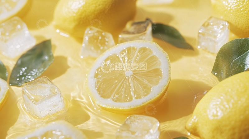 高清大图下载【趣麦麦图】柠檬水与冰块