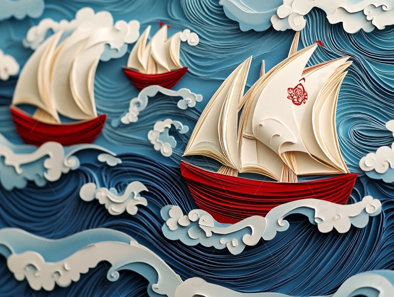 高清大图下载【趣麦麦图】乘风破浪包装插画1