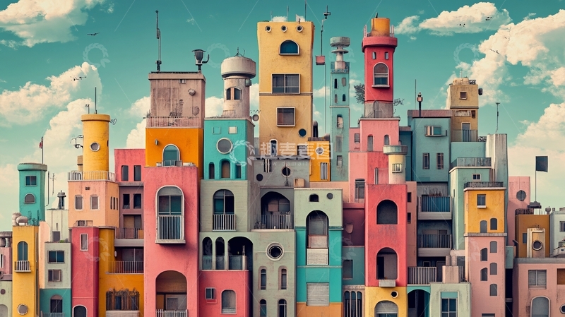 高清大图下载【趣麦麦图】五颜六色的小镇