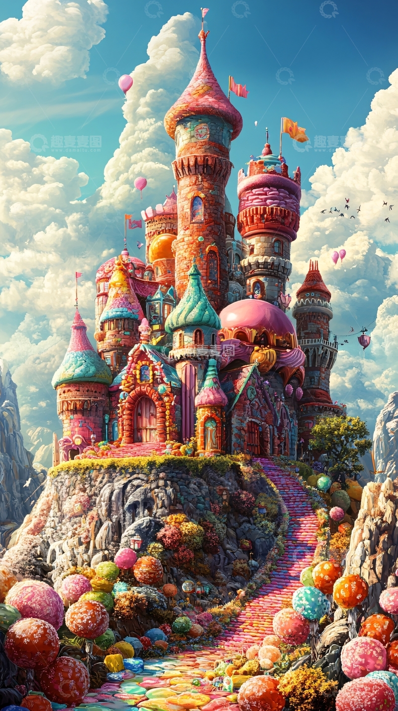 高清大图下载【趣麦麦图】梦幻城堡插画1
